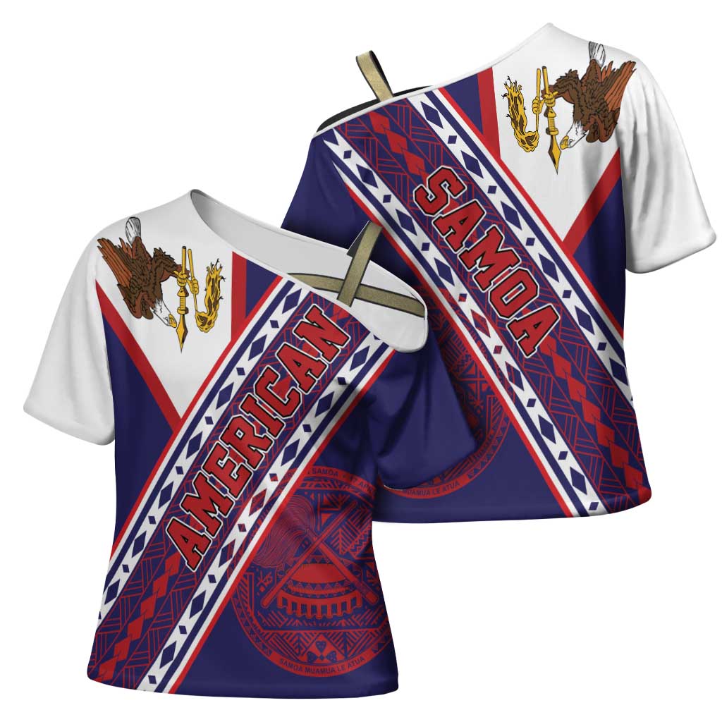 American Samoa Flag Day Cross Shoulder Shirt Polynesian Tribal Tattoo Eagle Art LT19 - Polynesian Pride