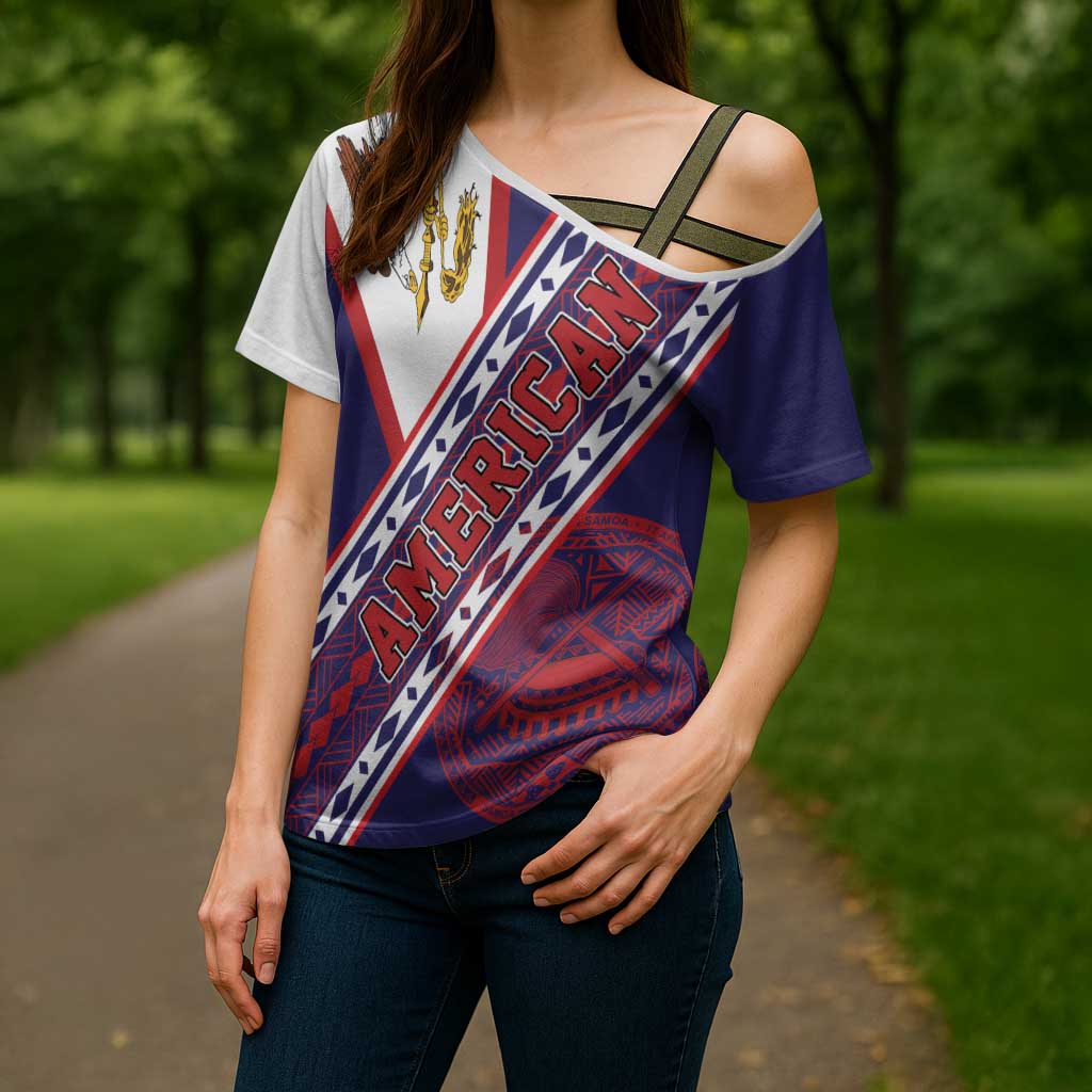 American Samoa Flag Day Cross Shoulder Shirt Polynesian Tribal Tattoo Eagle Art LT19 - Polynesian Pride