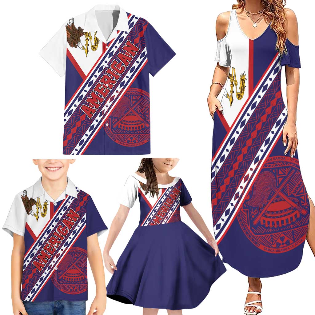 American Samoa Flag Day Family Matching Summer Maxi Dress and Hawaiian Shirt Polynesian Tribal Tattoo Eagle Art LT19 - Polynesian Pride