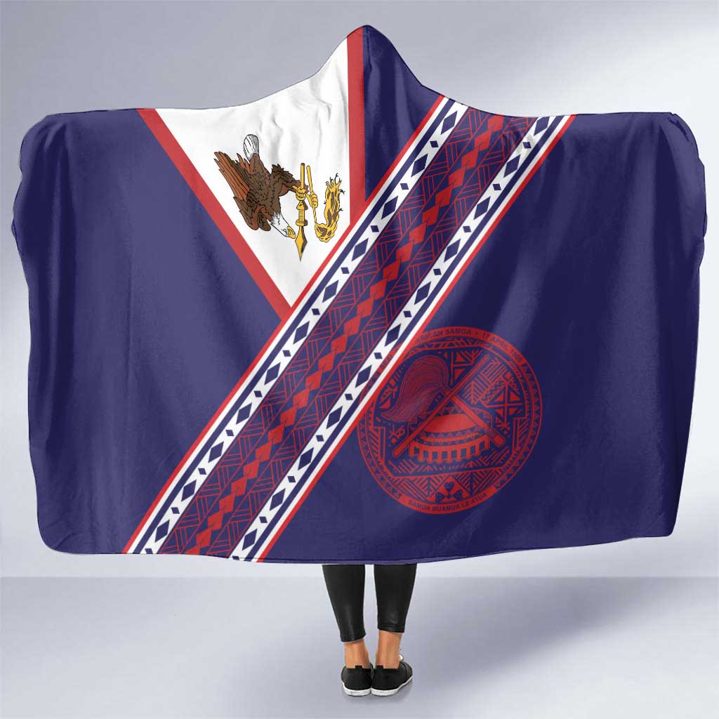 American Samoa Flag Day Hooded Blanket Polynesian Tribal Tattoo Eagle Art