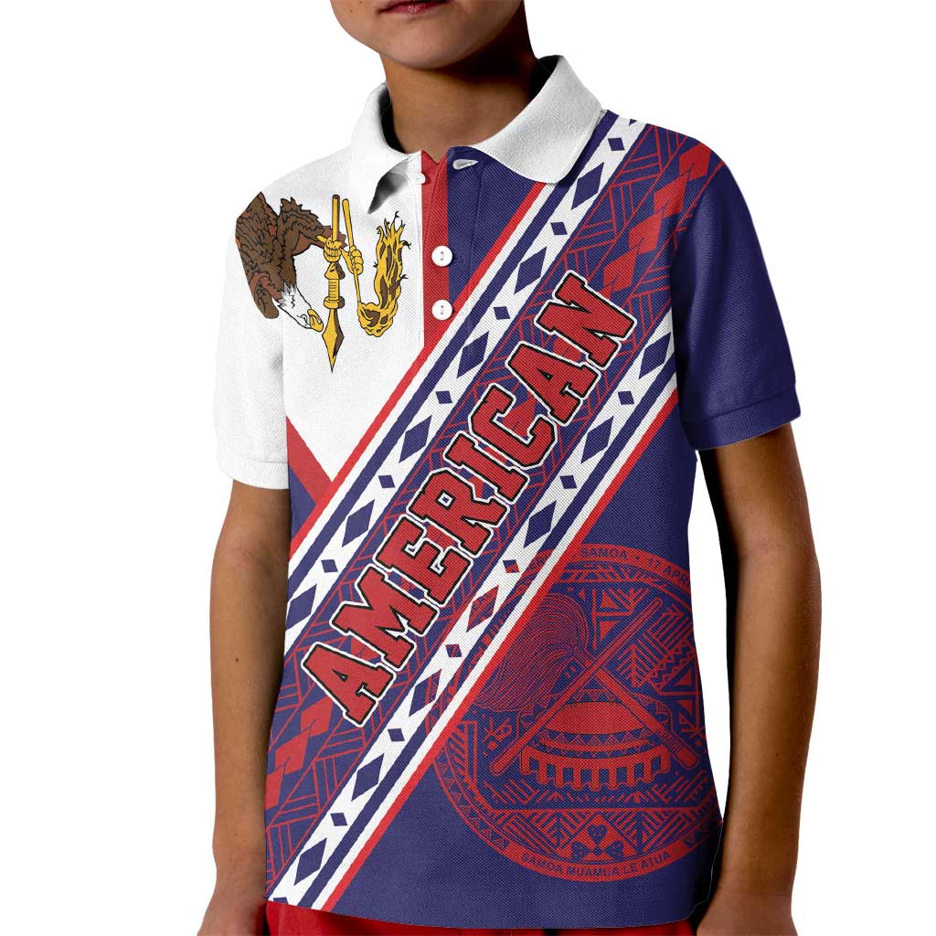 American Samoa Flag Day Kid Polo Shirt Polynesian Tribal Tattoo Eagle Art LT19 Kid Navy - Polynesian Pride