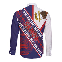 American Samoa Flag Day Long Sleeve Button Shirt Polynesian Tribal Tattoo Eagle Art LT19 - Polynesian Pride