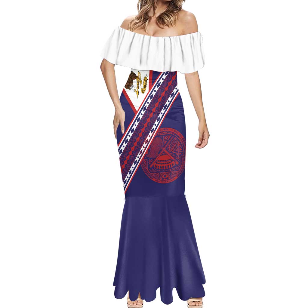American Samoa Flag Day Mermaid Dress Polynesian Tribal Tattoo Eagle Art LT19 - Polynesian Pride