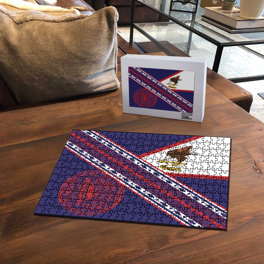 American Samoa Flag Day Puzzle Polynesian Tribal Tattoo Eagle Art LT19 - Polynesian Pride
