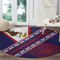 American Samoa Flag Day Round Carpet Polynesian Tribal Tattoo Eagle Art LT19 - Polynesian Pride