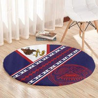 American Samoa Flag Day Round Carpet Polynesian Tribal Tattoo Eagle Art LT19 - Polynesian Pride