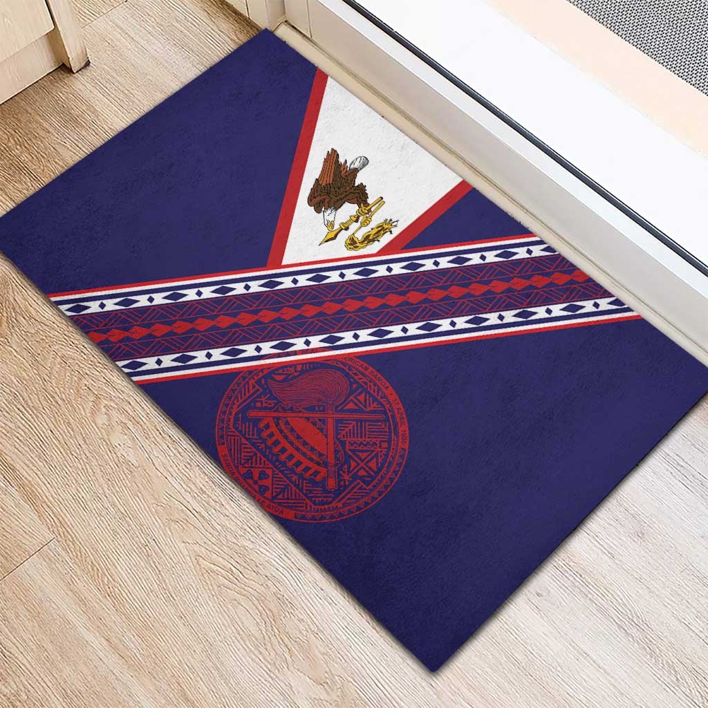 American Samoa Flag Day Rubber Doormat Polynesian Tribal Tattoo Eagle Art LT19 - Polynesian Pride