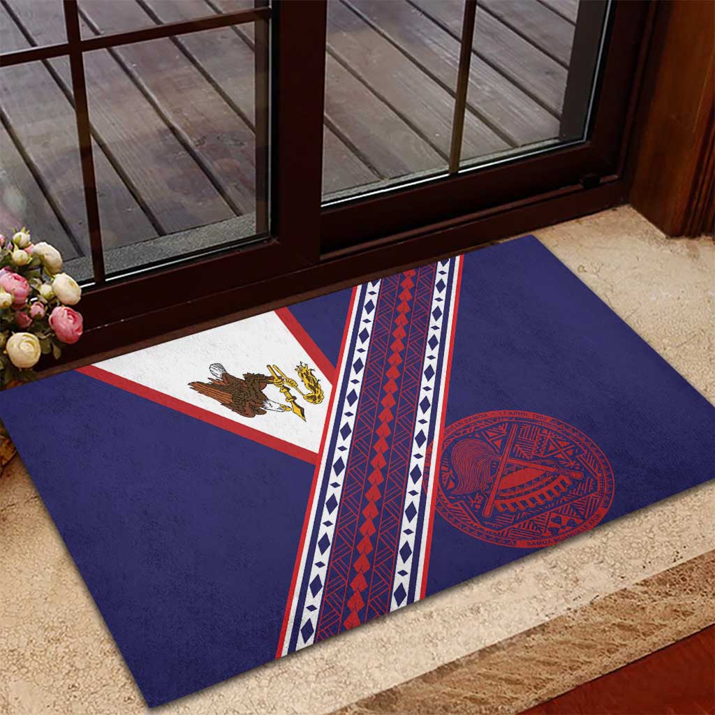 American Samoa Flag Day Rubber Doormat Polynesian Tribal Tattoo Eagle Art LT19 - Polynesian Pride