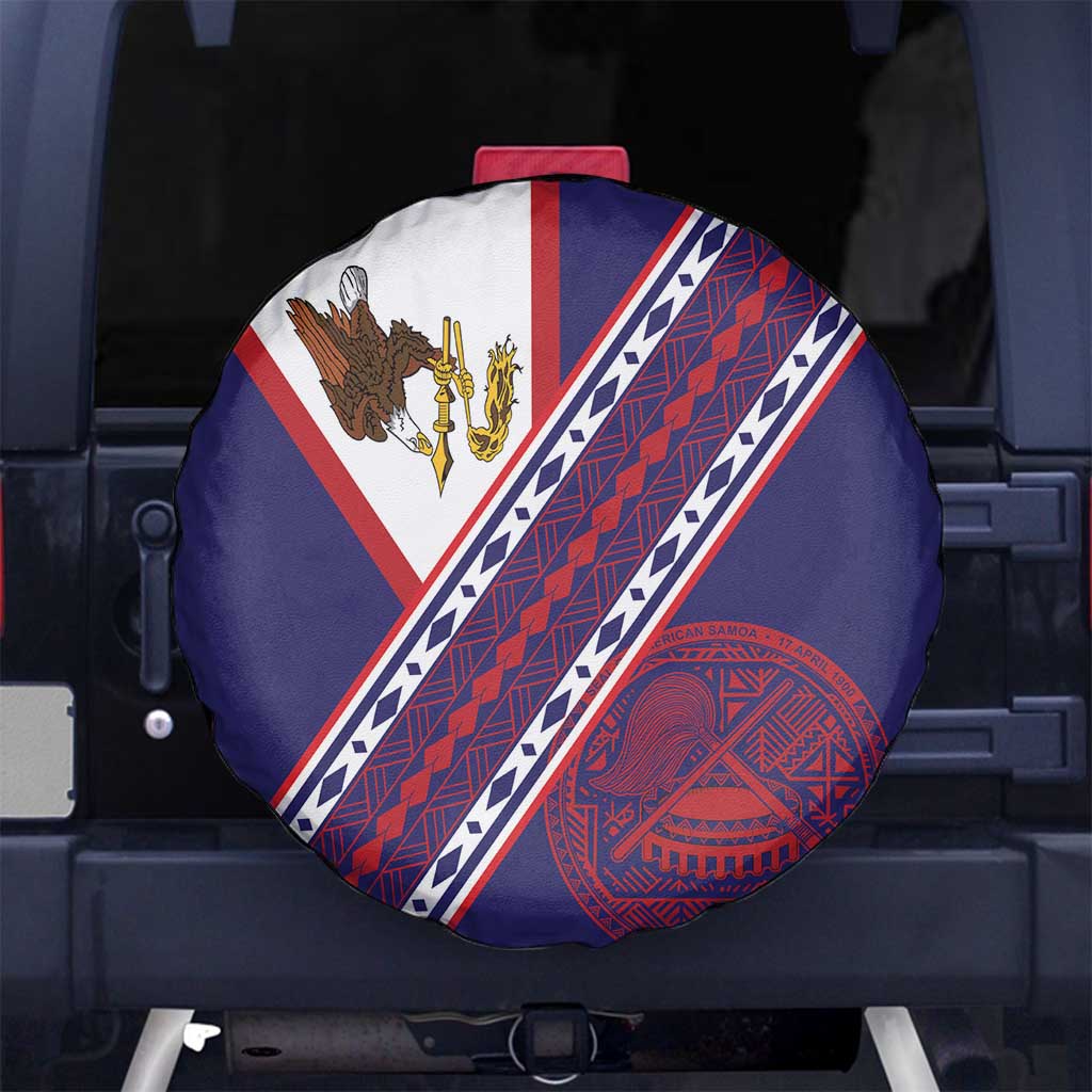 American Samoa Flag Day Spare Tire Cover Polynesian Tribal Tattoo Eagle Art LT19 No hole Navy - Polynesian Pride