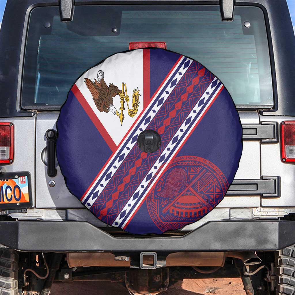 American Samoa Flag Day Spare Tire Cover Polynesian Tribal Tattoo Eagle Art LT19 Navy - Polynesian Pride
