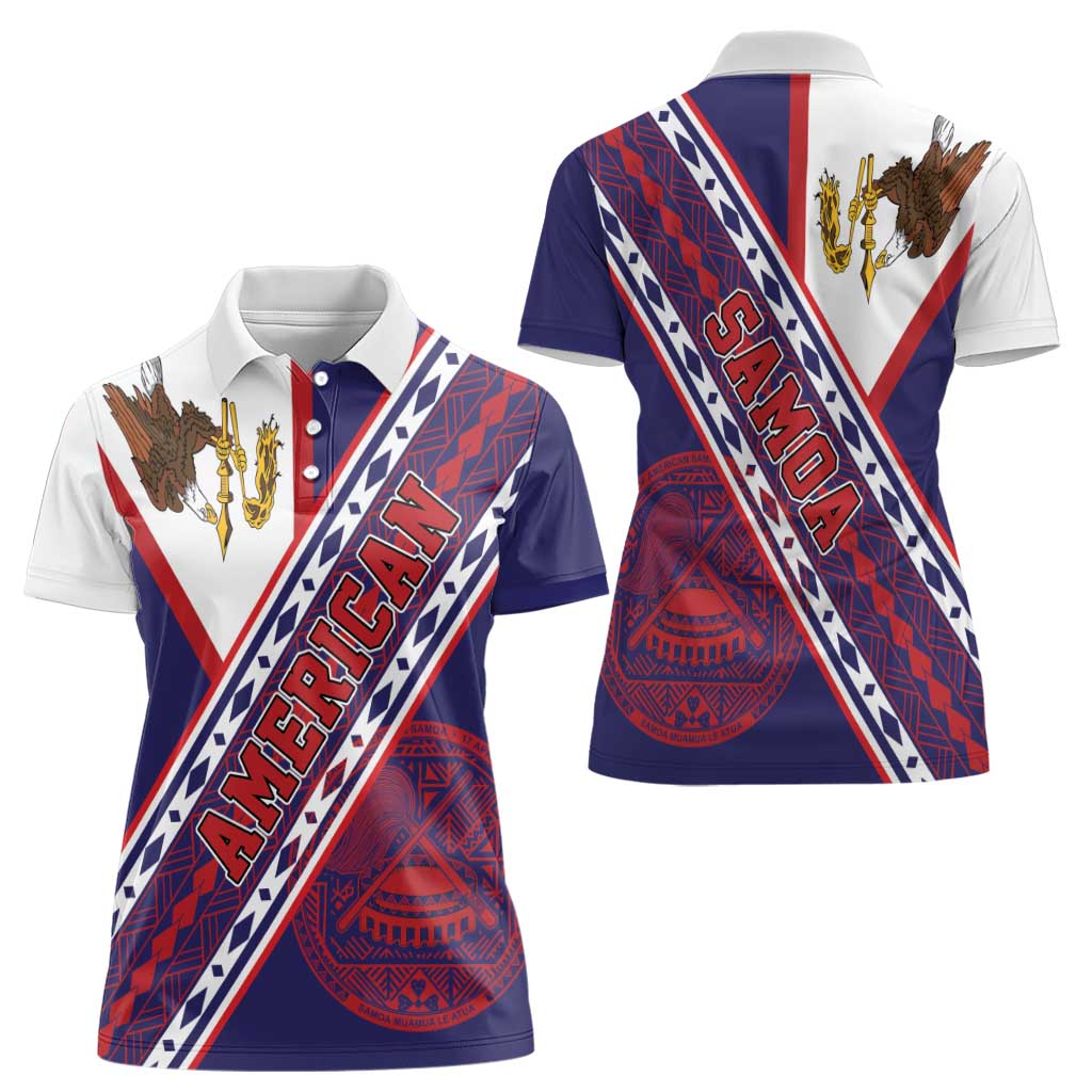 American Samoa Flag Day Women Polo Shirt Polynesian Tribal Tattoo Eagle Art LT19 - Polynesian Pride