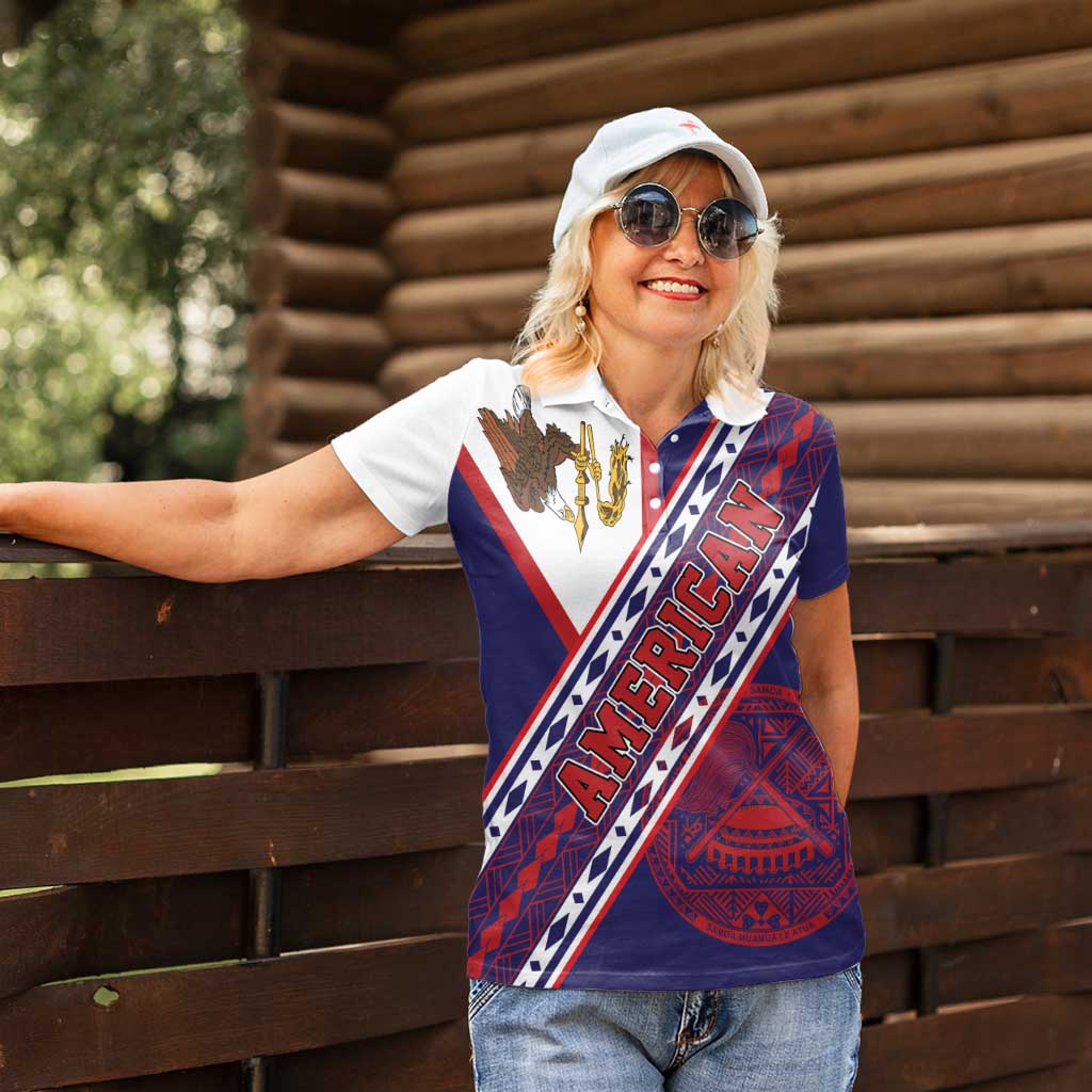 American Samoa Flag Day Women Polo Shirt Polynesian Tribal Tattoo Eagle Art LT19 - Polynesian Pride