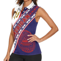 American Samoa Flag Day Women Sleeveless Polo Shirt Polynesian Tribal Tattoo Eagle Art LT19 - Polynesian Pride