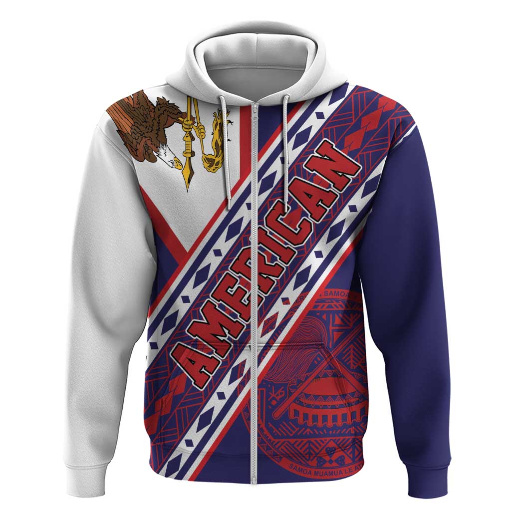 American Samoa Flag Day Zip Hoodie Polynesian Tribal Tattoo Eagle Art LT19 Zip Hoodie Navy - Polynesian Pride