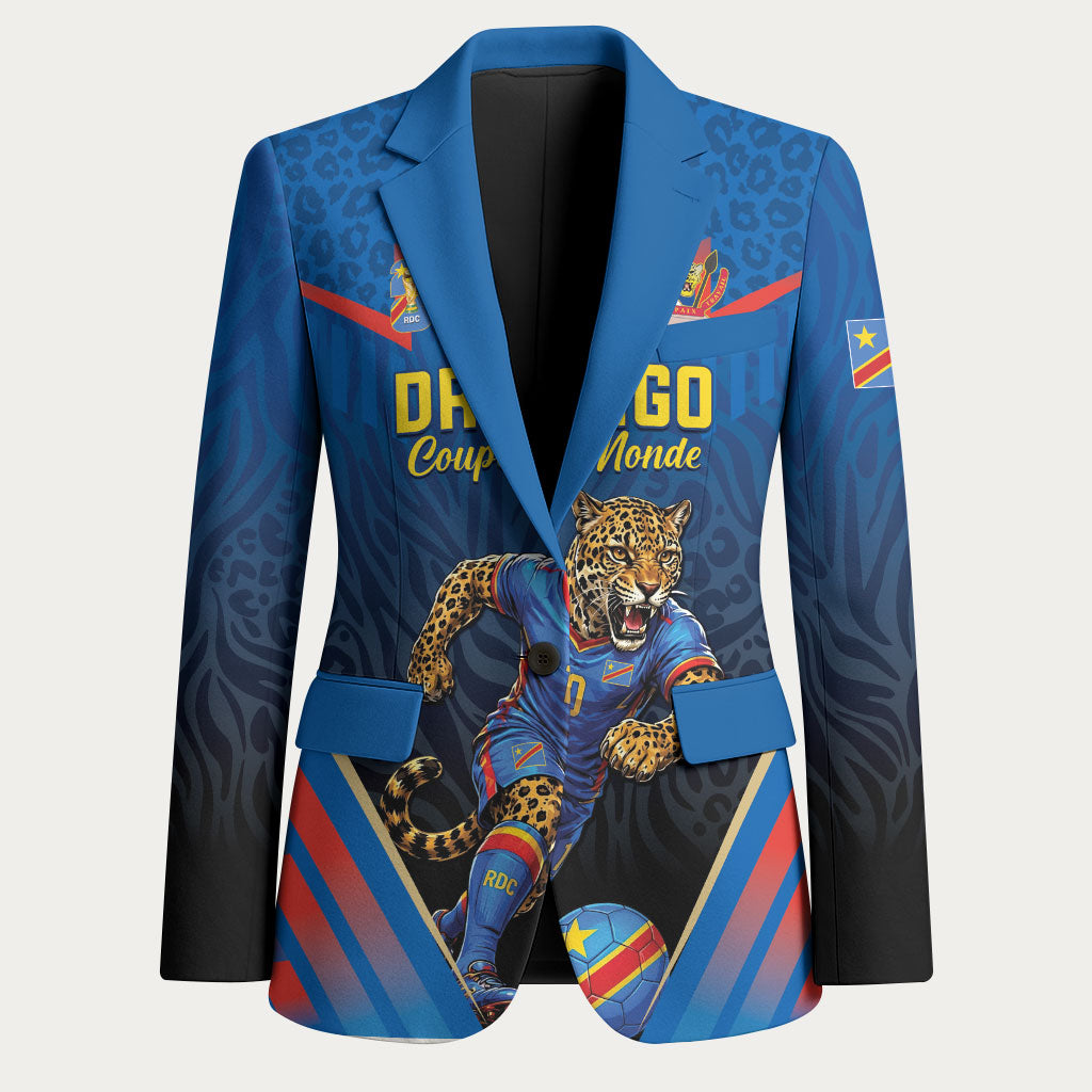 Custom World Football 2026 DR Congo Blazer Les Leopards Coupe du Monde Glory LT19 Unisex Blue - Polynesian Pride