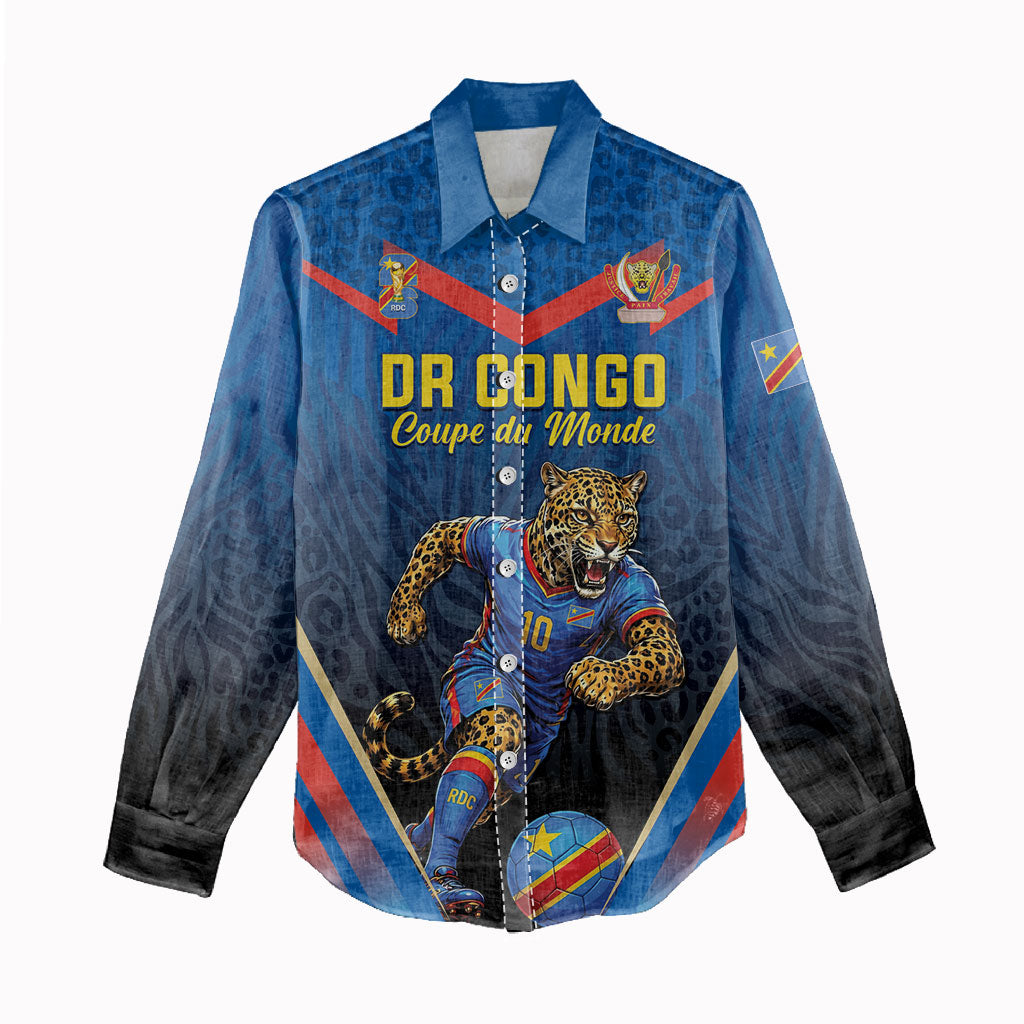 Custom World Football 2026 DR Congo Women Casual Shirt Les Leopards Coupe du Monde Glory