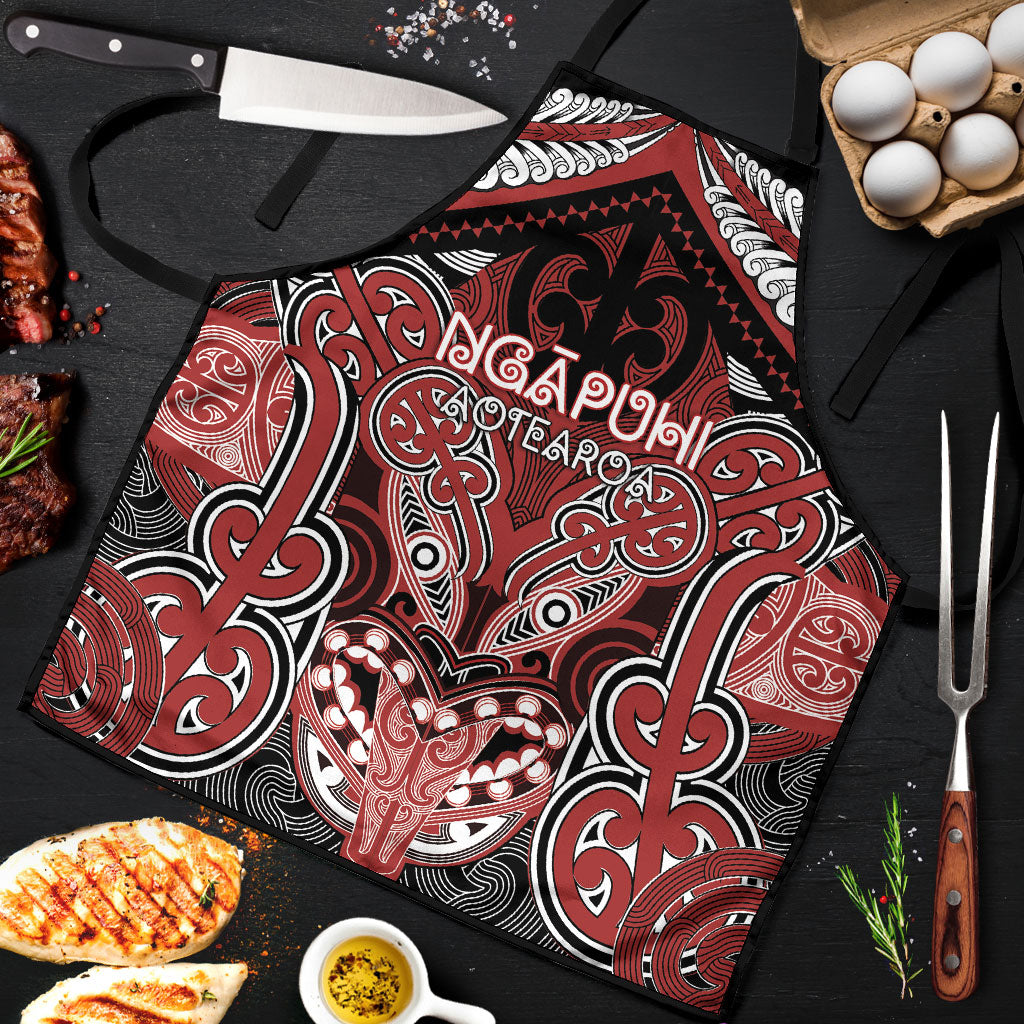 Aotearoa Iwi Ngapuhi Apron Maori Kowhaiwhai Pattern LT19 Red - Polynesian Pride