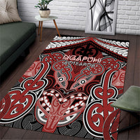 Aotearoa Iwi Ngapuhi Area Rug Maori Kowhaiwhai Pattern LT19 Red - Polynesian Pride