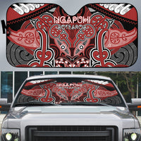 Aotearoa Iwi Ngapuhi Auto Sun Shade Maori Kowhaiwhai Pattern LT19 Red - Polynesian Pride
