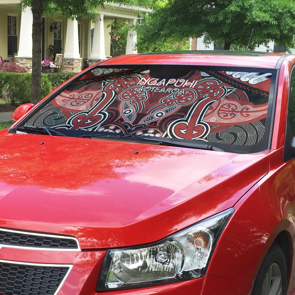 Aotearoa Iwi Ngapuhi Auto Sun Shade Maori Kowhaiwhai Pattern LT19 - Polynesian Pride