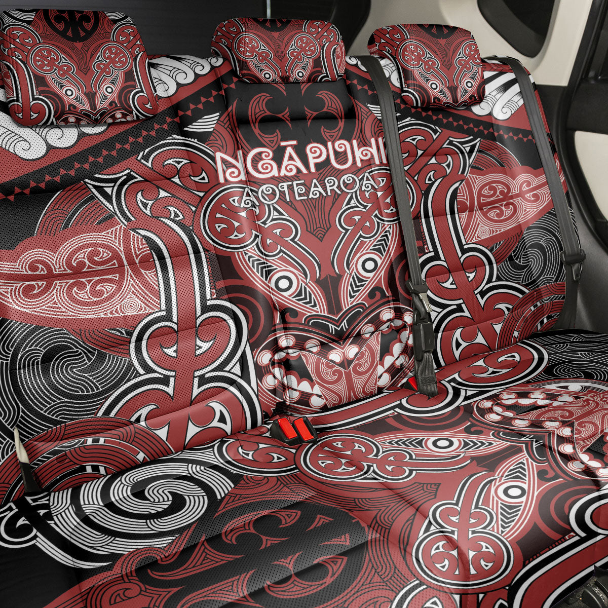 Aotearoa Iwi Ngapuhi Back Car Seat Cover Maori Kowhaiwhai Pattern LT19 - Polynesian Pride