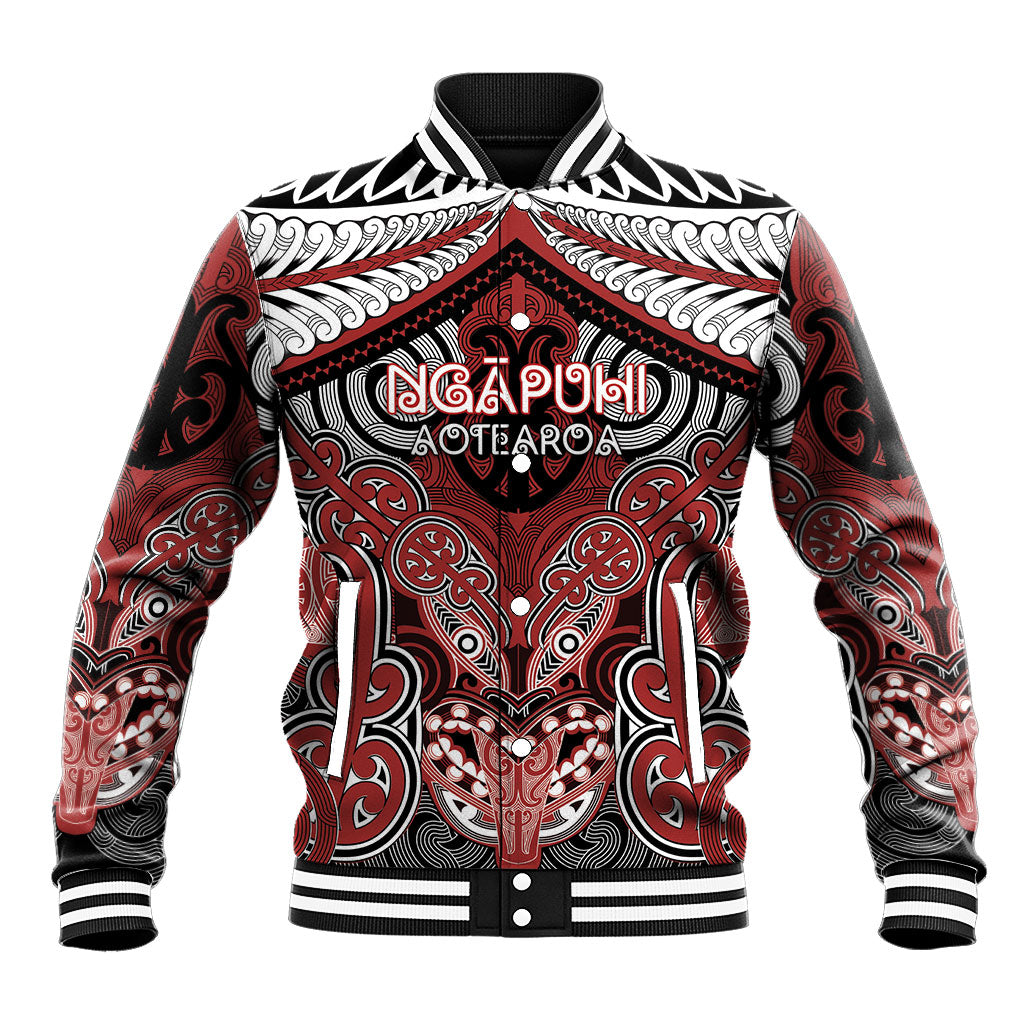 Aotearoa Iwi Ngapuhi Personalised Baseball Jacket Maori Kowhaiwhai Pattern LT19 Unisex Red - Polynesian Pride