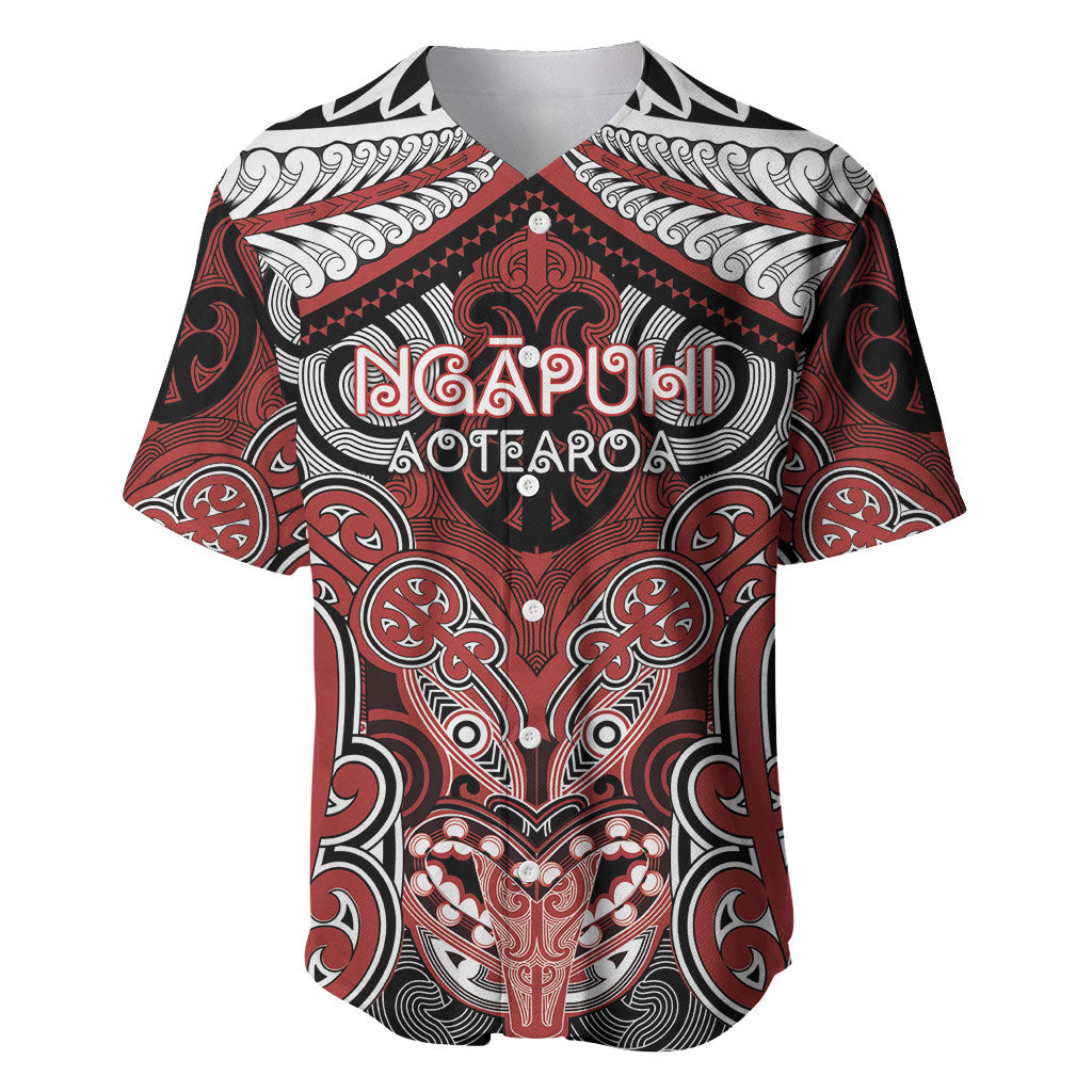 Aotearoa Iwi Ngapuhi Personalised Baseball Jersey Maori Kowhaiwhai Pattern LT19 Red - Polynesian Pride