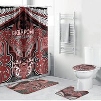 Aotearoa Iwi Ngapuhi Bathroom Set Maori Kowhaiwhai Pattern LT19 Bathroom Set (4 pcs) Red - Polynesian Pride