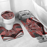Aotearoa Iwi Ngapuhi Bathroom Set Maori Kowhaiwhai Pattern LT19 Mat Set Only (3 pcs) One Size Red - Polynesian Pride