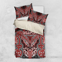 Aotearoa Iwi Ngapuhi Bedding Set Maori Kowhaiwhai Pattern LT19 US Twin 172cm x 218cm Red - Polynesian Pride