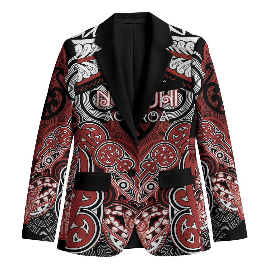 Aotearoa Iwi Ngapuhi Personalised Blazer Maori Kowhaiwhai Pattern LT19 Unisex Red - Polynesian Pride