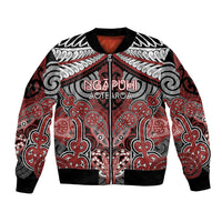 Aotearoa Iwi Ngapuhi Personalised Bomber Jacket Maori Kowhaiwhai Pattern LT19 Unisex Red - Polynesian Pride