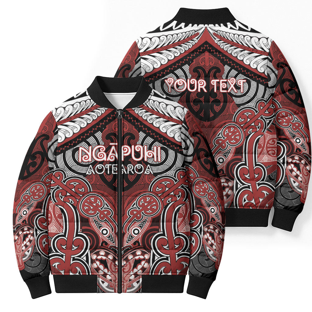 Aotearoa Iwi Ngapuhi Personalised Bomber Puffer Jacket Maori Kowhaiwhai Pattern LT19 - Polynesian Pride
