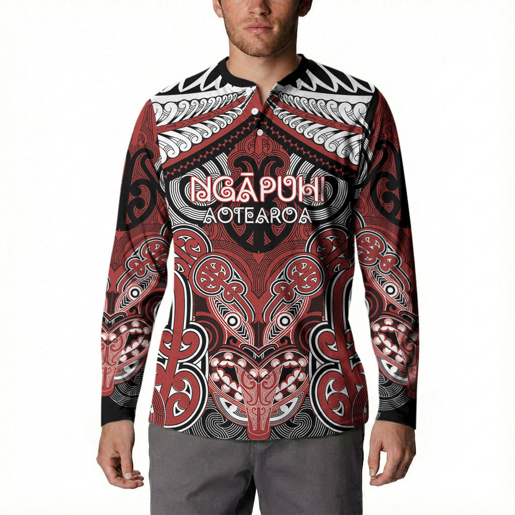 Aotearoa Iwi Ngapuhi Personalised Button Sweatshirt Maori Kowhaiwhai Pattern LT19 - Polynesian Pride