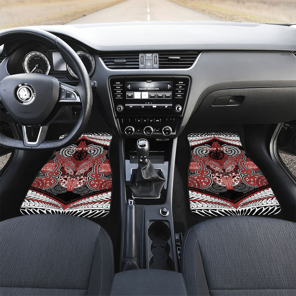 Aotearoa Iwi Ngapuhi Personalised Car Mats Maori Kowhaiwhai Pattern LT19 Set 2pcs - Front Red - Polynesian Pride