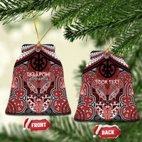 Aotearoa Iwi Ngapuhi Personalised Ceramic Ornament Maori Kowhaiwhai Pattern LT19 Bell Flake Red - Polynesian Pride