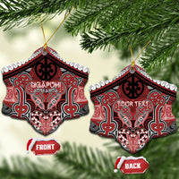 Aotearoa Iwi Ngapuhi Personalised Ceramic Ornament Maori Kowhaiwhai Pattern LT19 Snow Flake Red - Polynesian Pride