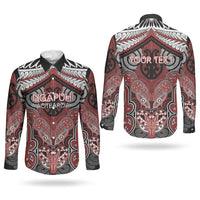 Aotearoa Iwi Ngapuhi Personalised Couples Matching Off Shoulder Short Dress and Long Sleeve Button Shirt Maori Kowhaiwhai Pattern LT19 - Polynesian Pride