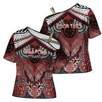 Aotearoa Iwi Ngapuhi Personalised Cross Shoulder Shirt Maori Kowhaiwhai Pattern LT19 - Polynesian Pride
