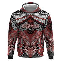 Aotearoa Iwi Ngapuhi Personalised Hoodie Maori Kowhaiwhai Pattern LT19 Pullover Hoodie Red - Polynesian Pride