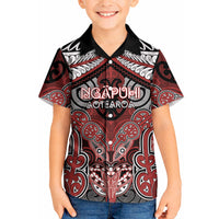 Aotearoa Iwi Ngapuhi Personalised Kid Hawaiian Shirt Maori Kowhaiwhai Pattern LT19 Kid Red - Polynesian Pride