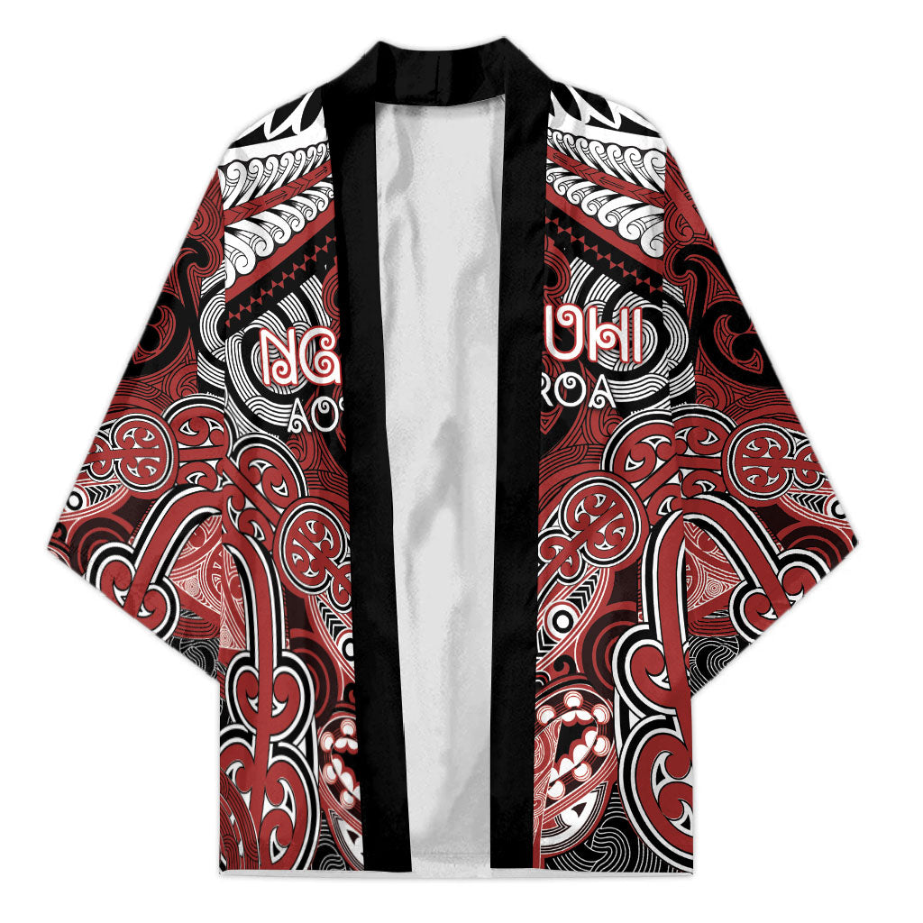 Aotearoa Iwi Ngapuhi Personalised Kimono Maori Kowhaiwhai Pattern LT19 Unisex Red - Polynesian Pride