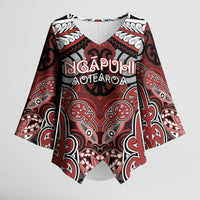 Aotearoa Iwi Ngapuhi Personalised Kimono Sleeve Blouse Maori Kowhaiwhai Pattern LT19 Female Red - Polynesian Pride