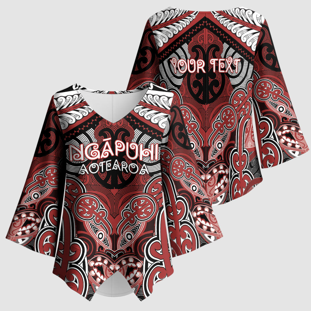Aotearoa Iwi Ngapuhi Personalised Kimono Sleeve Blouse Maori Kowhaiwhai Pattern LT19 - Polynesian Pride