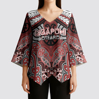 Aotearoa Iwi Ngapuhi Personalised Kimono Sleeve Blouse Maori Kowhaiwhai Pattern LT19 - Polynesian Pride