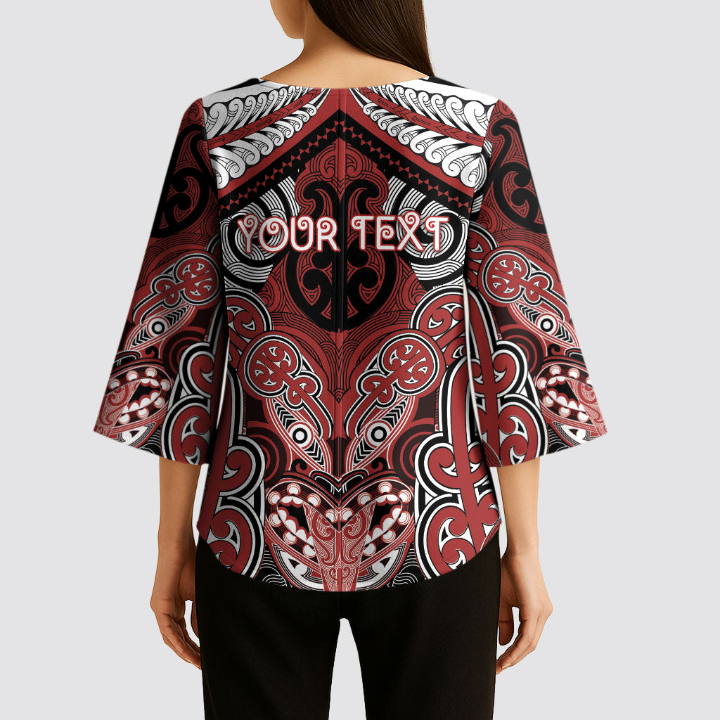 Aotearoa Iwi Ngapuhi Personalised Kimono Sleeve Blouse Maori Kowhaiwhai Pattern LT19 - Polynesian Pride