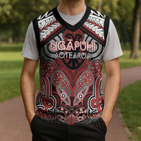 Aotearoa Iwi Ngapuhi Personalised Christmas Knitted V-Neck Vest Maori Kowhaiwhai Pattern LT19 - Polynesian Pride