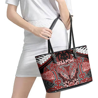 Aotearoa Iwi Ngapuhi Leather Tote Bag Maori Kowhaiwhai Pattern LT19 - Polynesian Pride