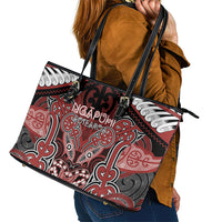 Aotearoa Iwi Ngapuhi Leather Tote Bag Maori Kowhaiwhai Pattern LT19 - Polynesian Pride