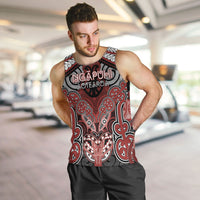 Aotearoa Iwi Ngapuhi Personalised Men Tank Top Maori Kowhaiwhai Pattern LT19 Red - Polynesian Pride